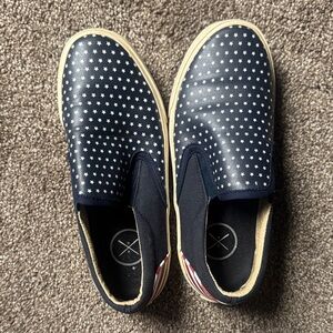Inkkas Navy Star Slip-On Sneakers with Flag Heel Detail